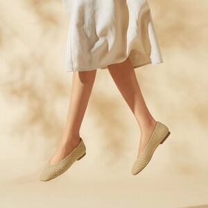 VIVAIA Woven Square Toe Flats Comfortable Slip On Loafers Shoes Size 8.5 EU 39.5